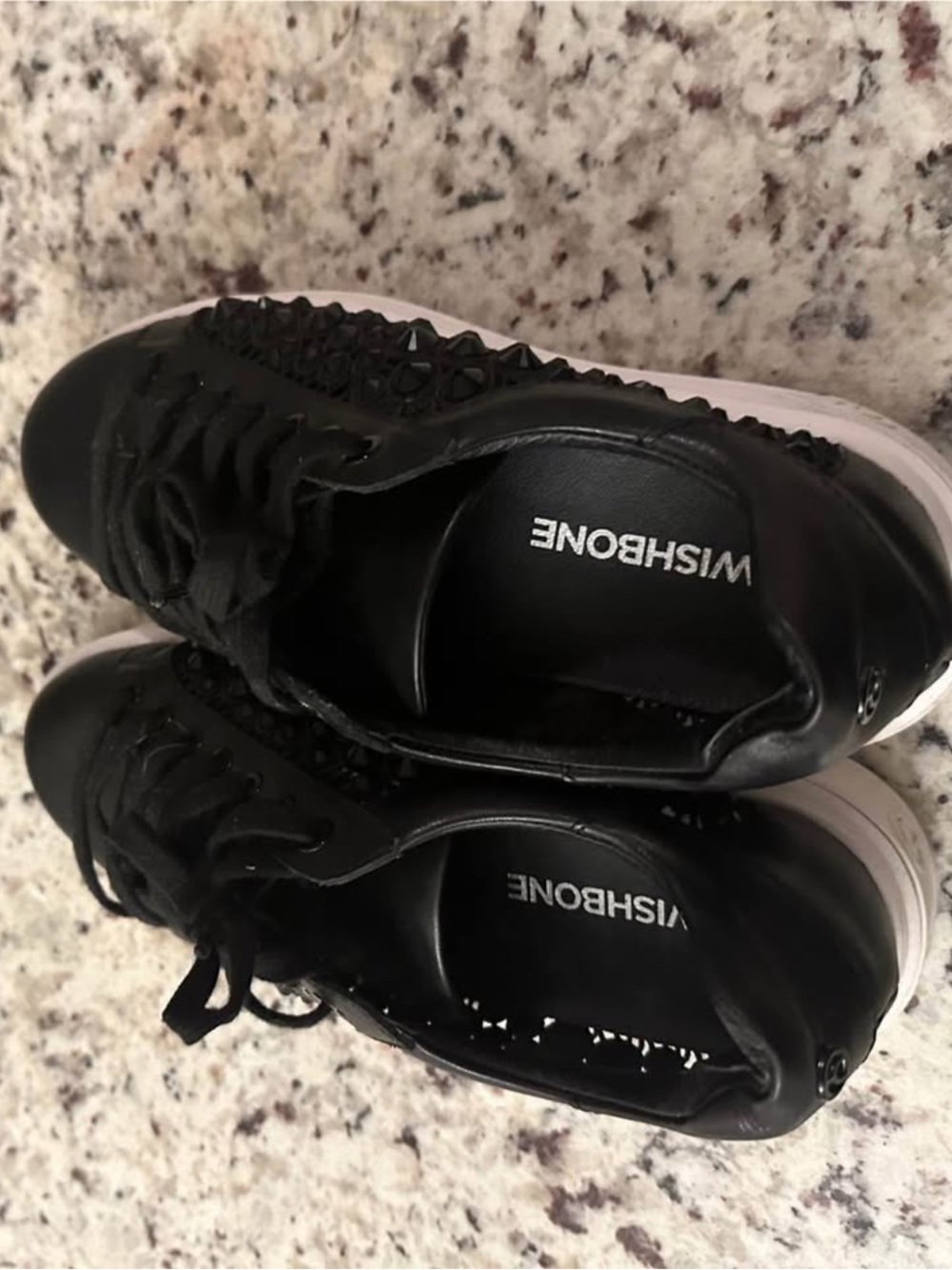 WISHBONE Black Women's Lace-Up Fashion Sneakers